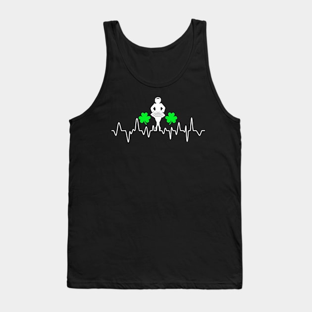 Irish Dancer Heartbeat Graph with Shamrock Leaves Tank Top by Teeziner